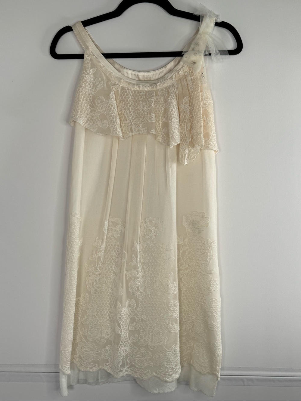 Hanii Y Ivory Silk Lace Sleeveless Dress Size 38